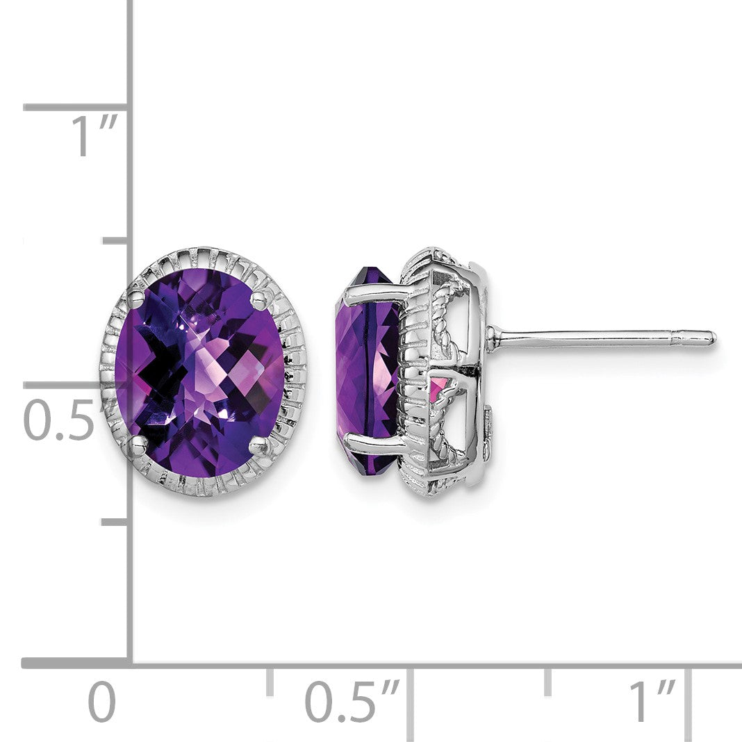 Sterling Silver Rhodium-plated Amethyst Earrings