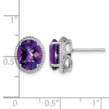 Sterling Silver Rhodium-plated Amethyst Earrings