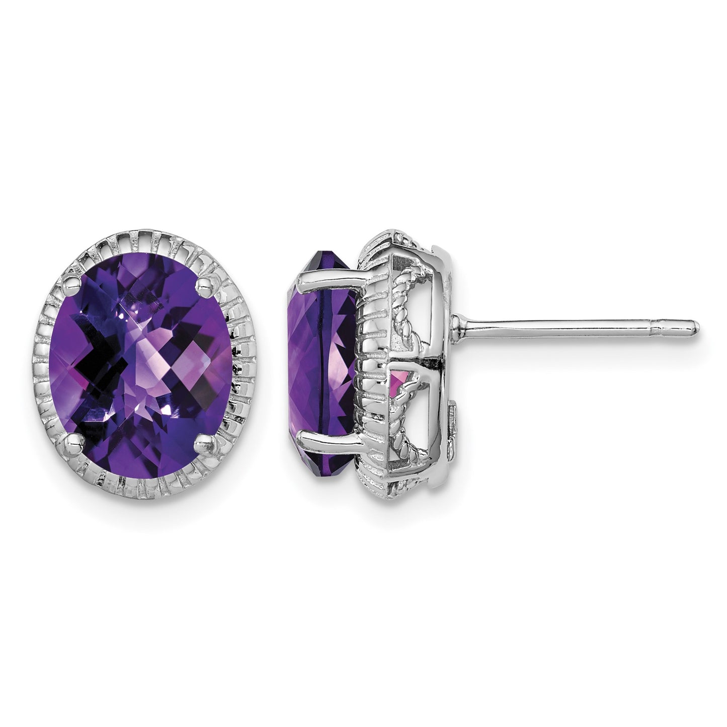 Sterling Silver Rhodium-plated Amethyst Earrings