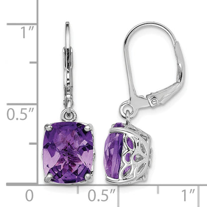Sterling Silver Rhodium-plated Amethyst Earrings
