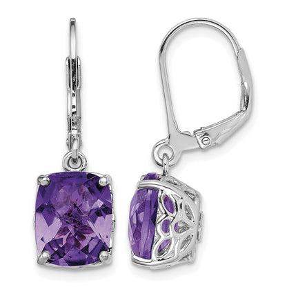 Sterling Silver Rhodium-plated Amethyst Earrings