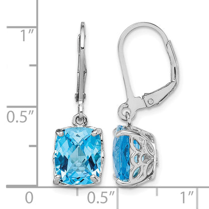 Sterling Silver Rhodium-plated Blue Topaz Earrings