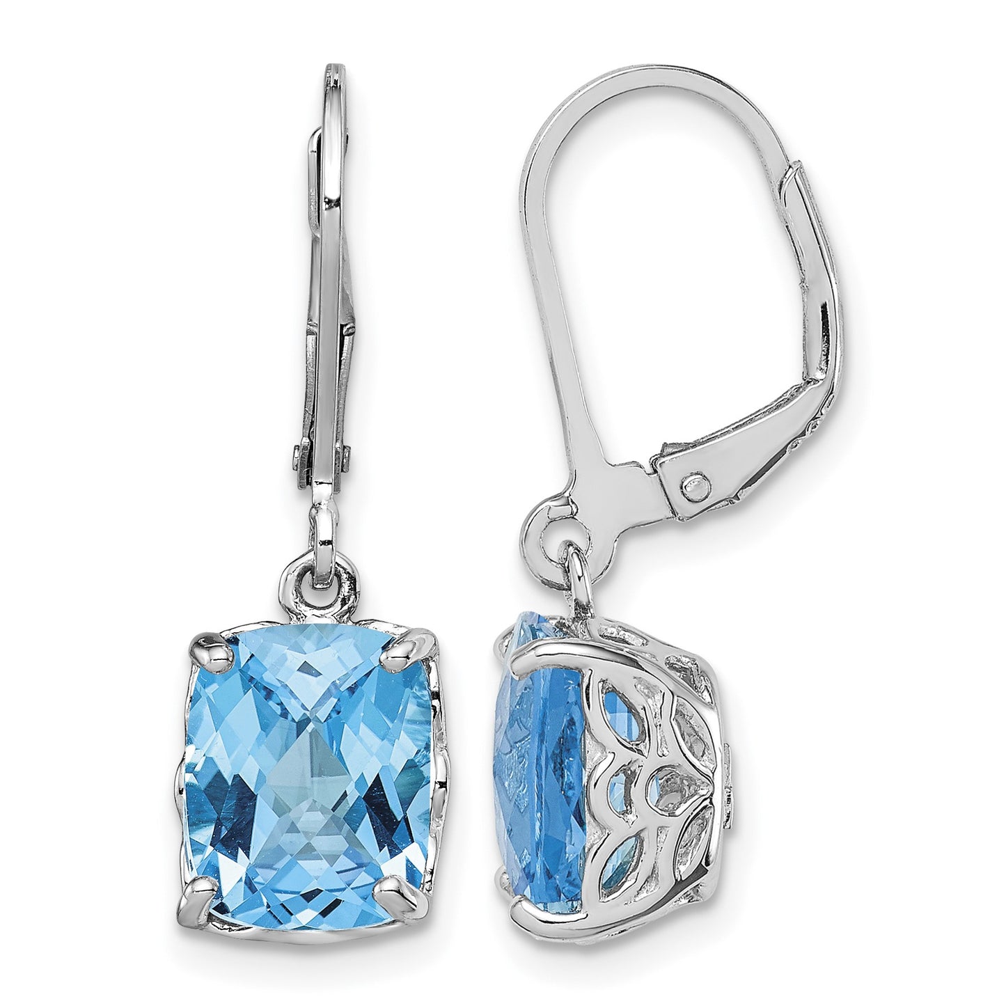 Sterling Silver Rhodium-plated Blue Topaz Earrings