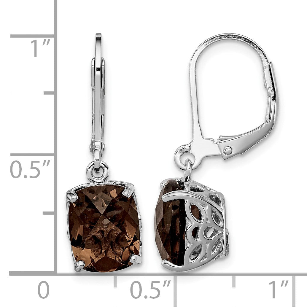 Sterling Silver Rhodium-plated Smoky Quartz Earrings