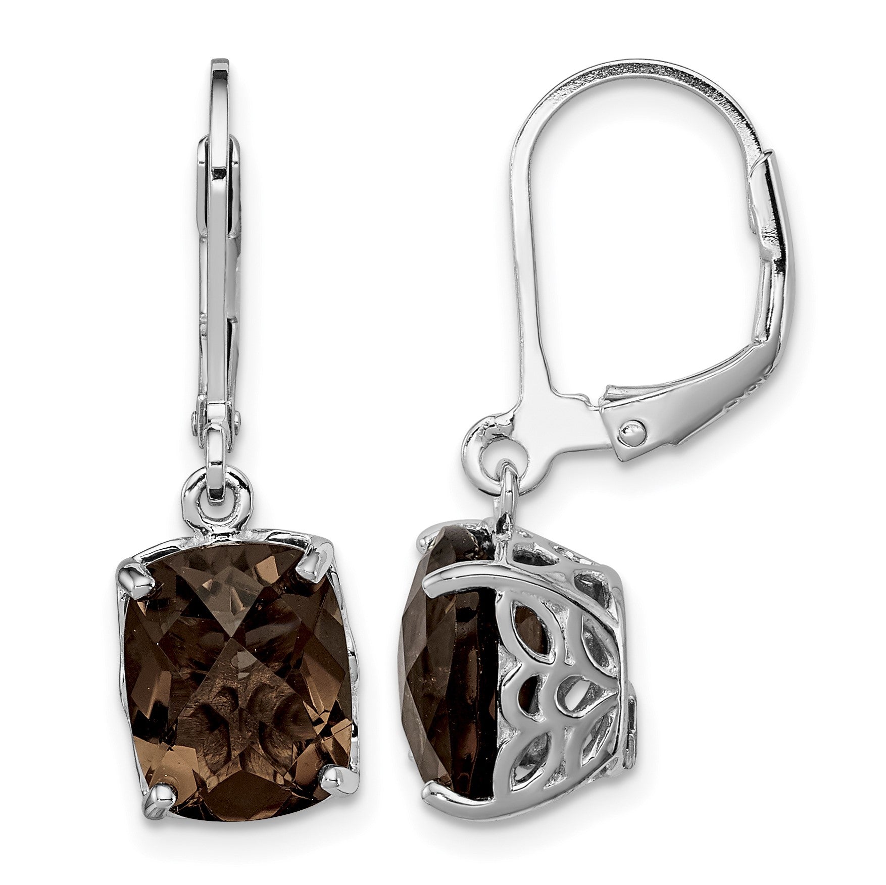 Sterling Silver Rhodium-plated Smoky Quartz Earrings