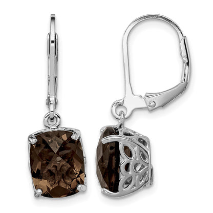 Sterling Silver Rhodium-plated Smoky Quartz Earrings