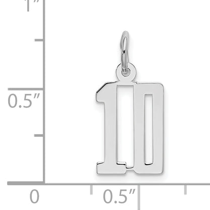 Sterling Silver/Rhodium-plated Elongated Number 10 Charm