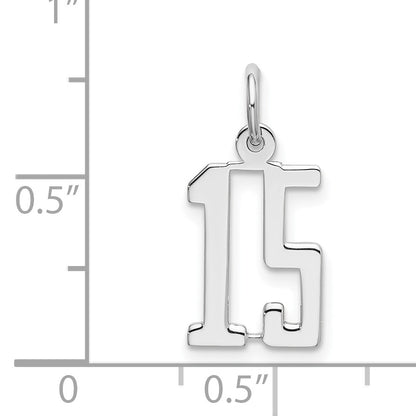 Sterling Silver/Rhodium-plated Elongated Number 15 Charm