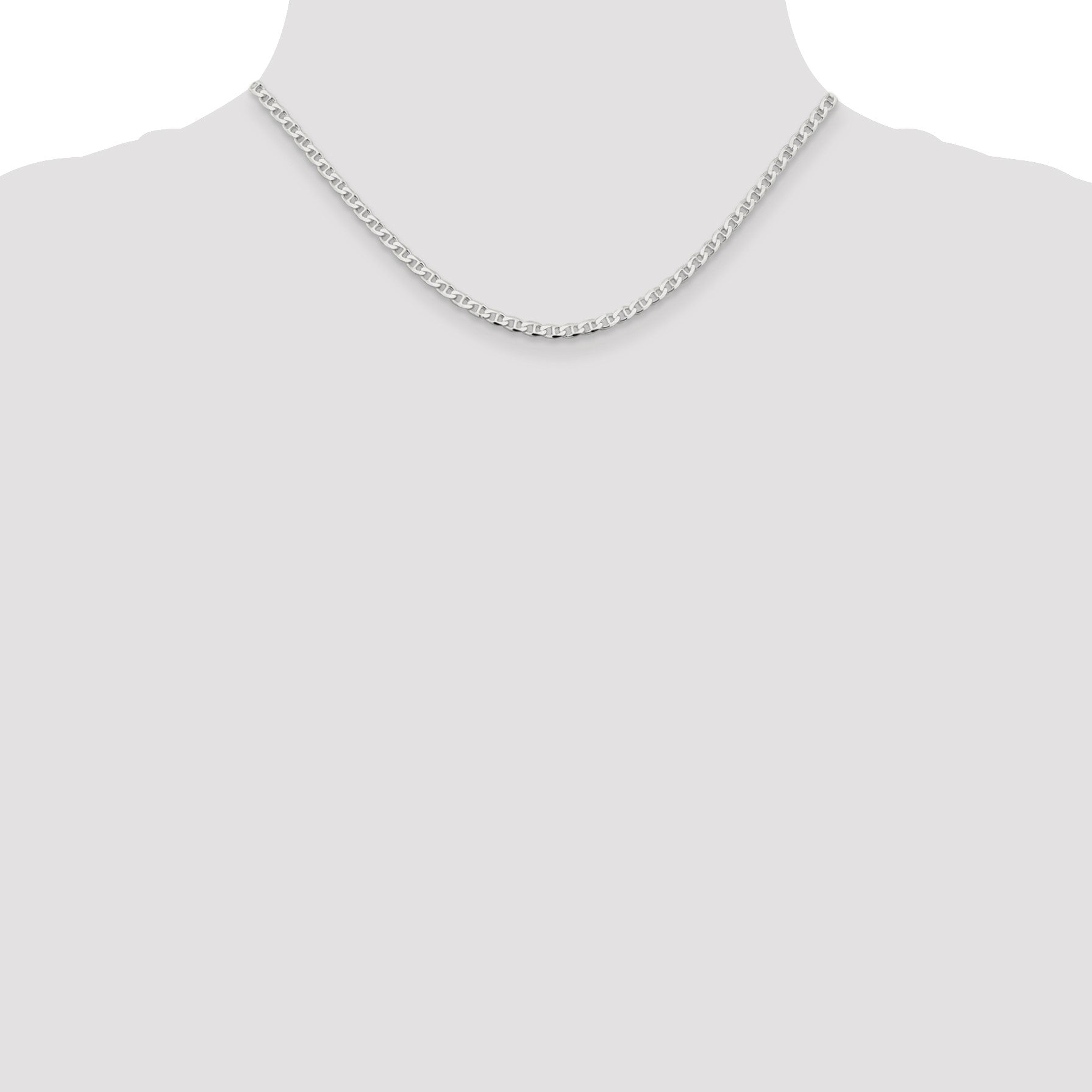 Sterling Silver 3.15mm D/C Flat Anchor Curb Chain