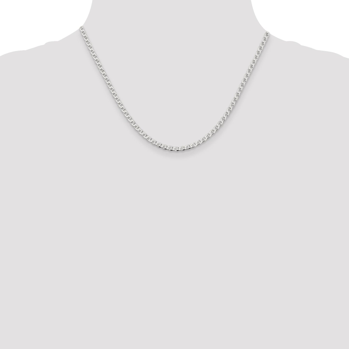 Sterling Silver 3.15mm D/C Flat Anchor Curb Chain