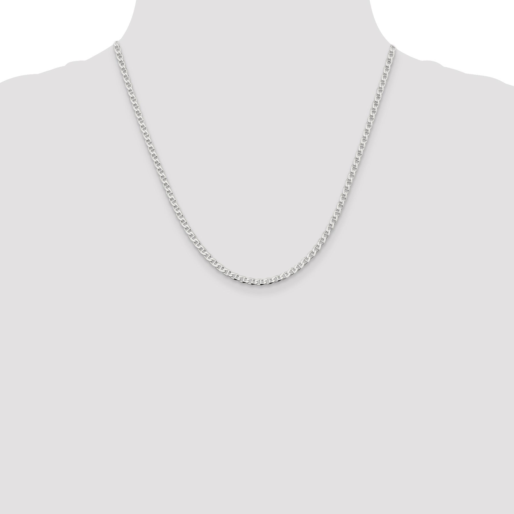 Sterling Silver 3.15mm D/C Flat Anchor Curb Chain