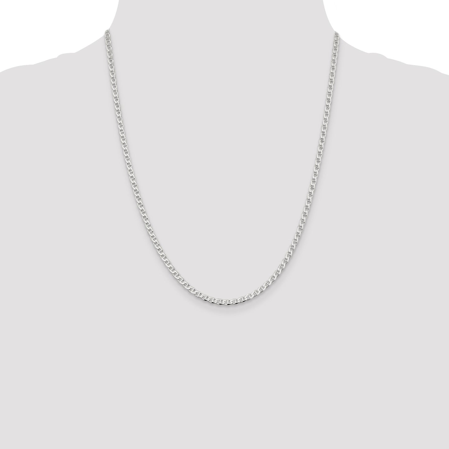 Sterling Silver 3.15mm D/C Flat Anchor Curb Chain