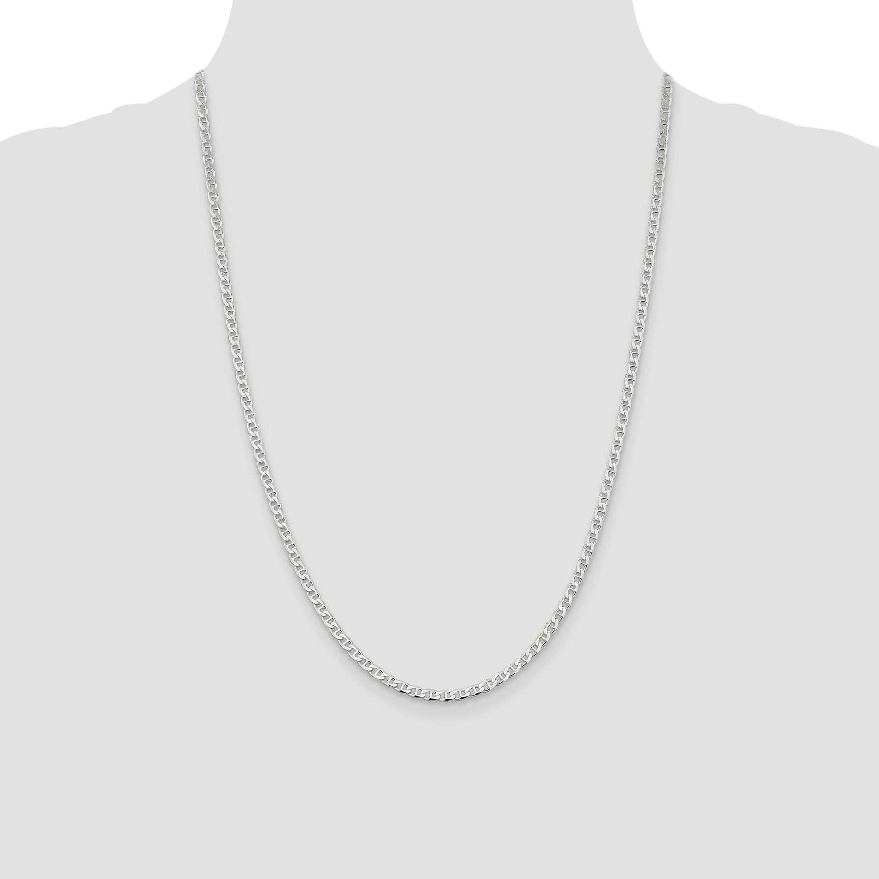 Sterling Silver 3.15mm D/C Flat Anchor Curb Chain