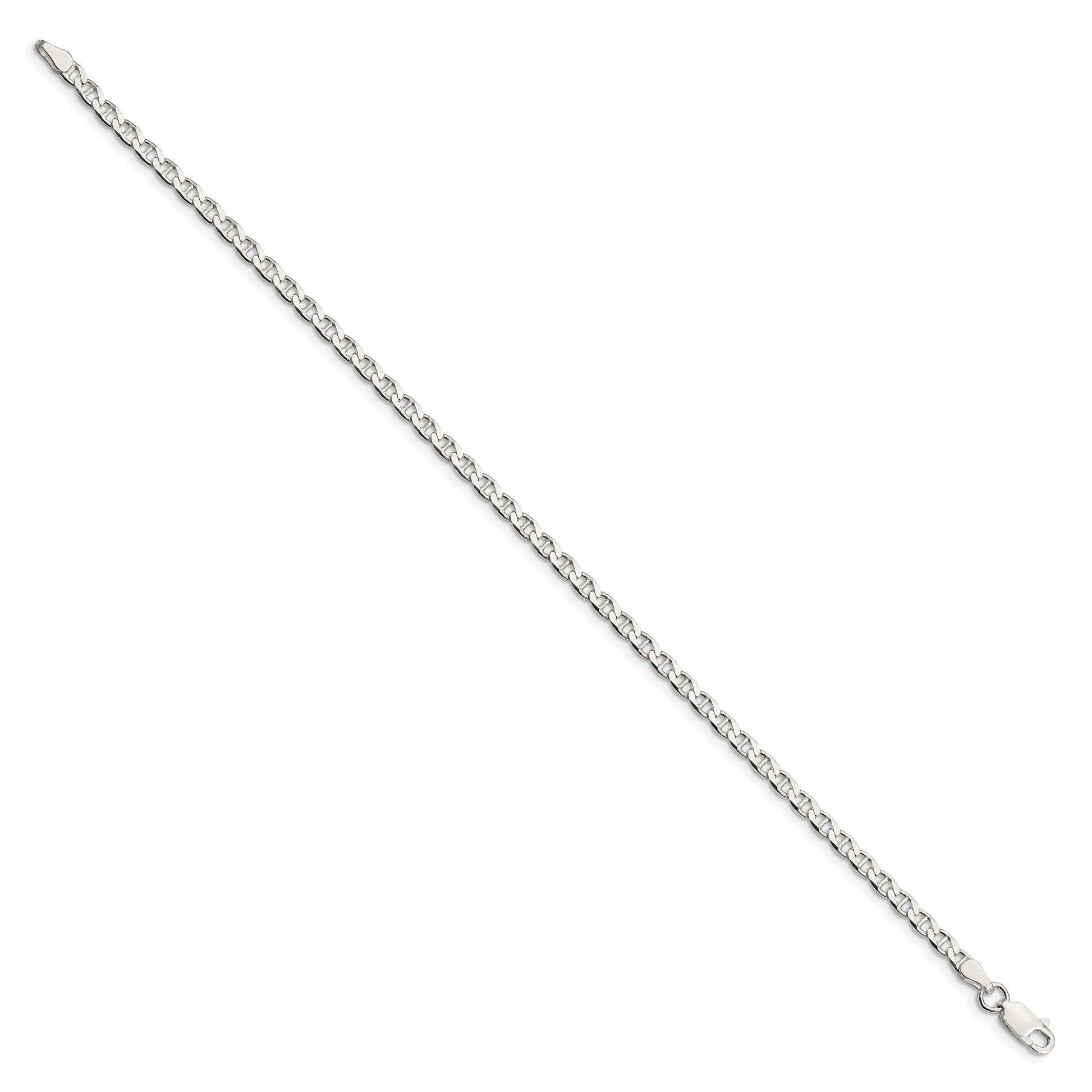 Sterling Silver 3.15mm D/C Flat Anchor Curb Chain