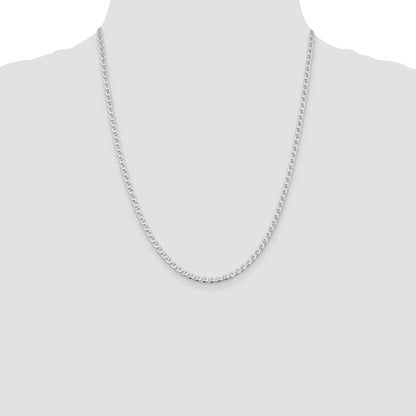 Sterling Silver Rhodium-plated 3.15mm D/C Flat Anchor Curb Chain