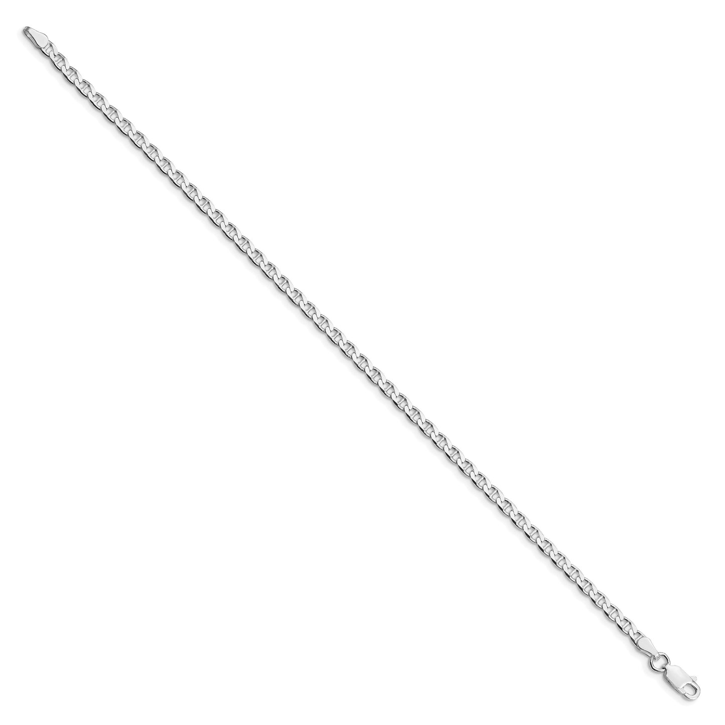 Sterling Silver Rhodium-plated 3.15mm D/C Flat Anchor Curb Chain