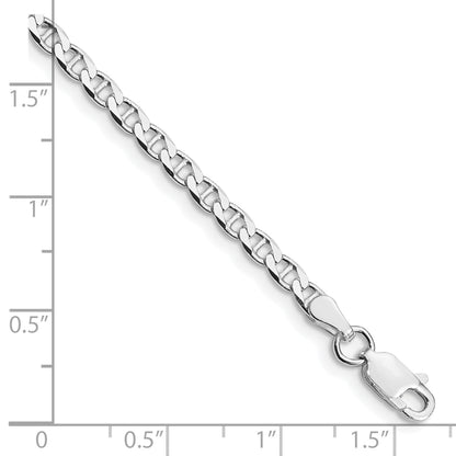 Sterling Silver Rhodium-plated 3.15mm D/C Flat Anchor Curb Chain