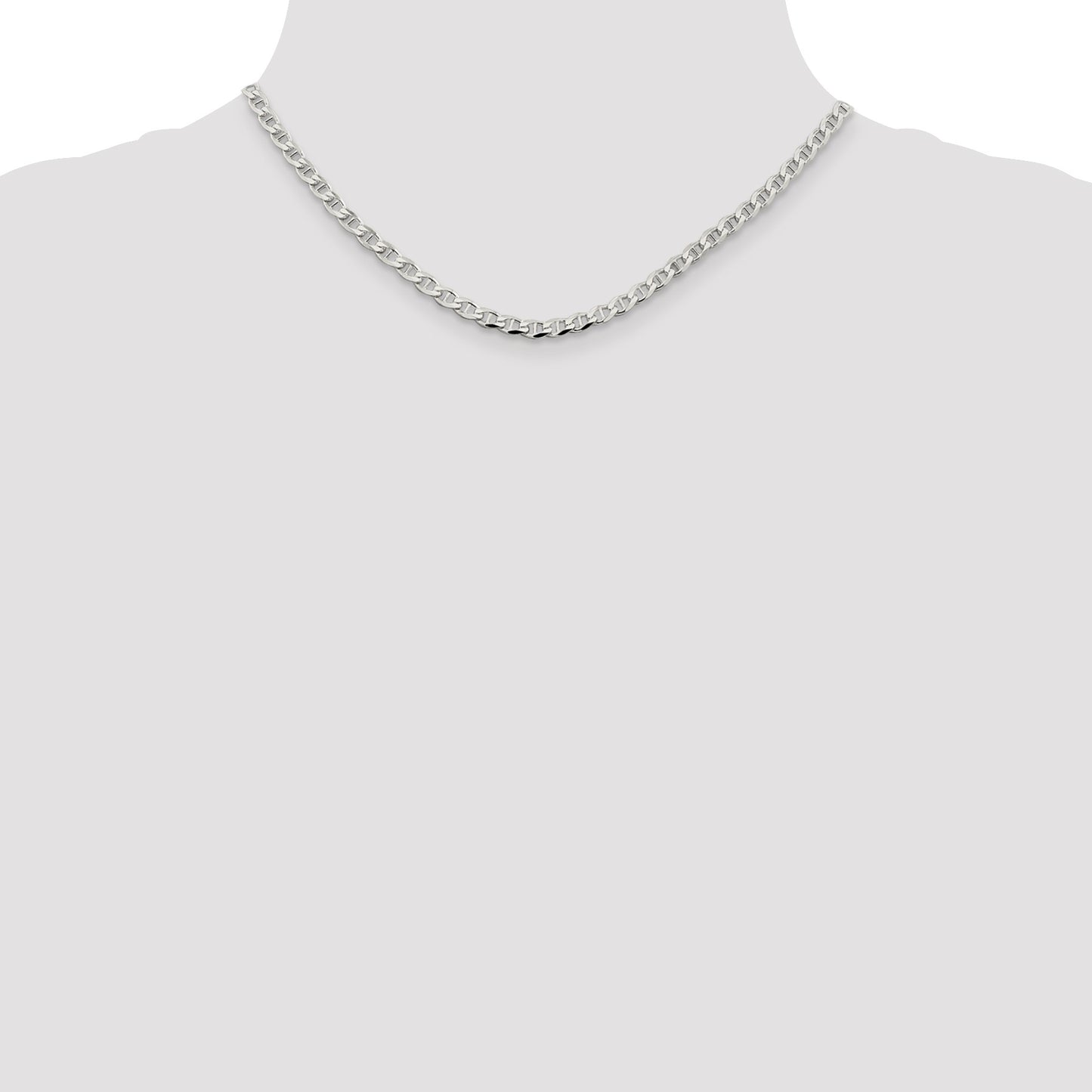 Sterling Silver 4.0mm D/C Flat Anchor Curb Chain