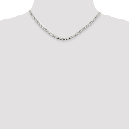 Sterling Silver 4.0mm D/C Flat Anchor Curb Chain