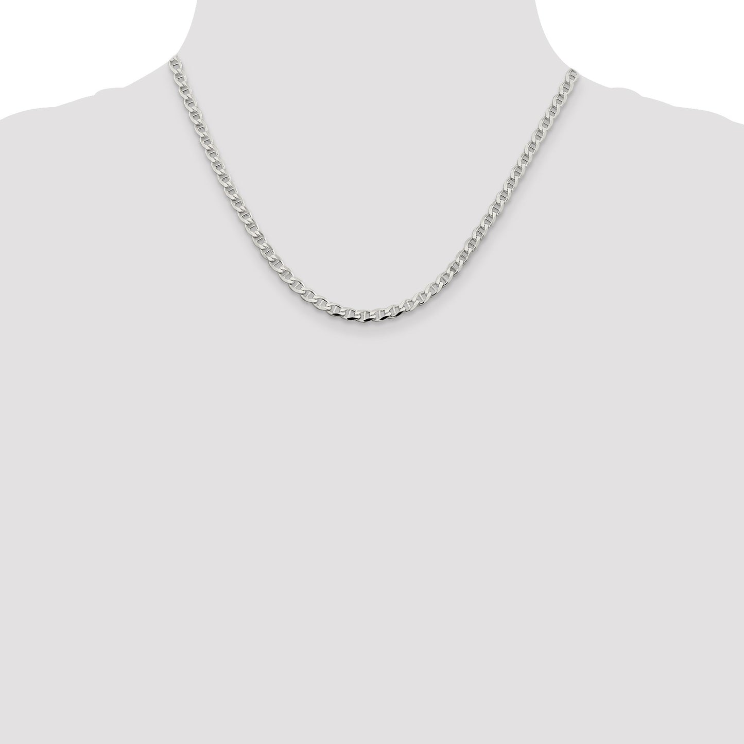 Sterling Silver 4.0mm D/C Flat Anchor Curb Chain