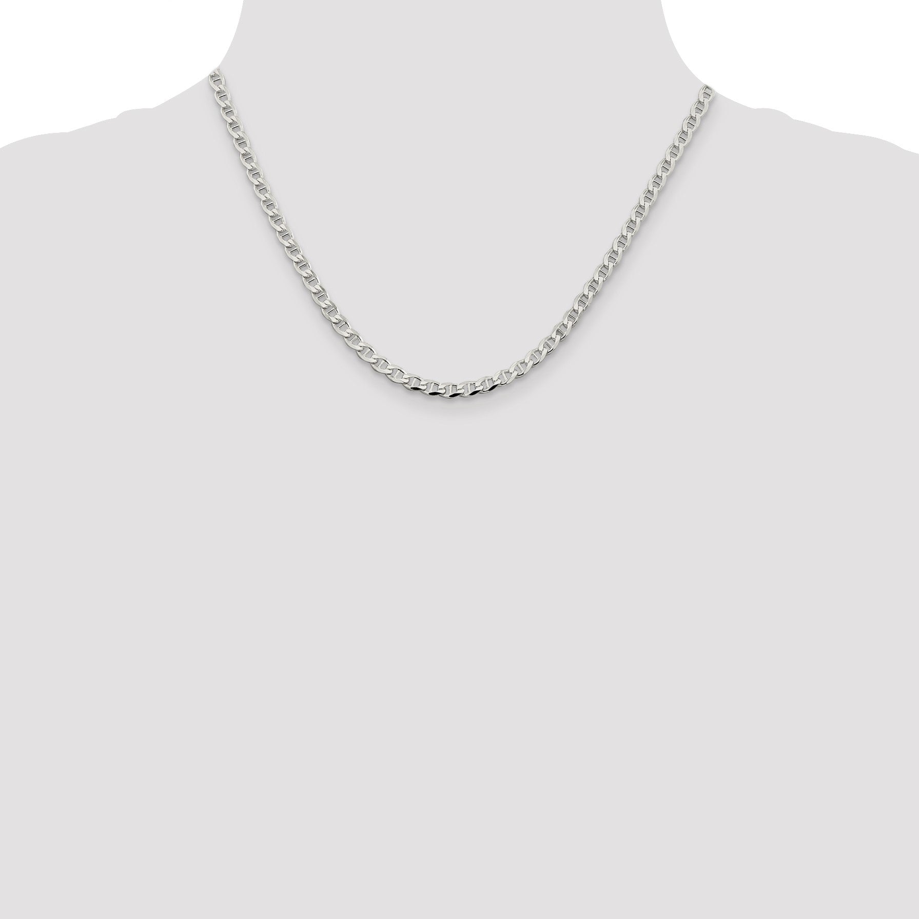 Sterling Silver 4.0mm D/C Flat Anchor Curb Chain