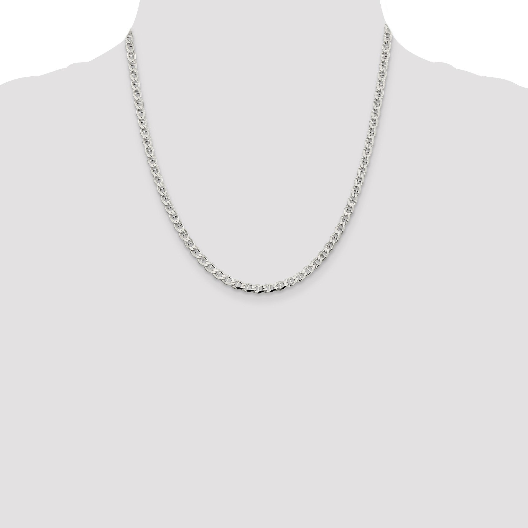 Sterling Silver 4.0mm D/C Flat Anchor Curb Chain
