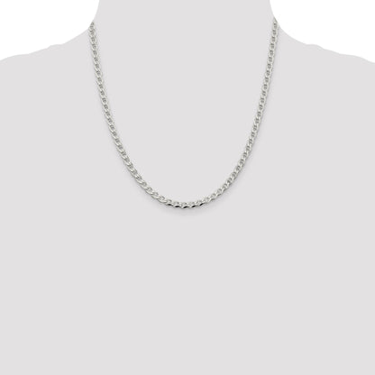Sterling Silver 4.0mm D/C Flat Anchor Curb Chain