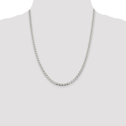 Sterling Silver 4.0mm D/C Flat Anchor Curb Chain