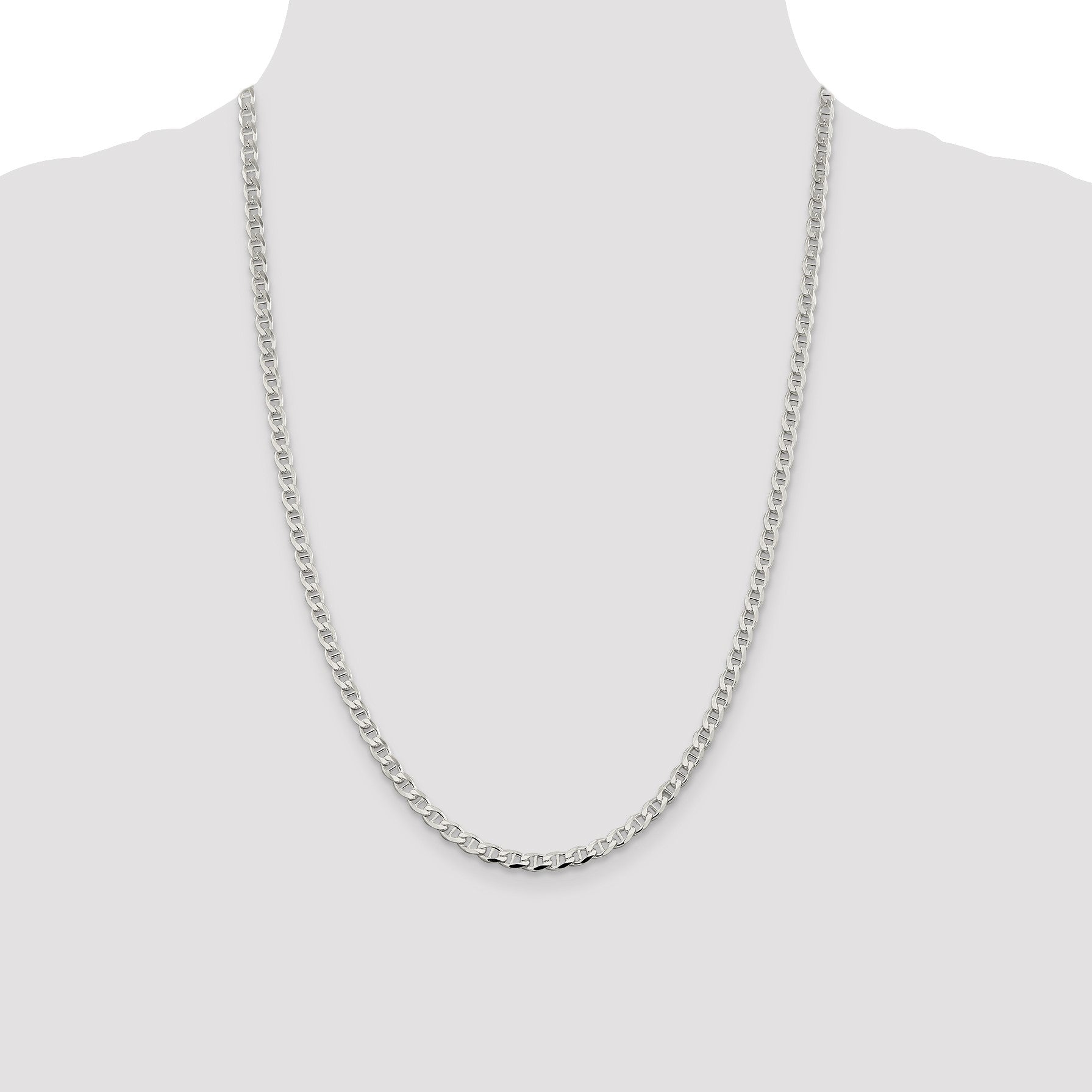 Sterling Silver 4.0mm D/C Flat Anchor Curb Chain