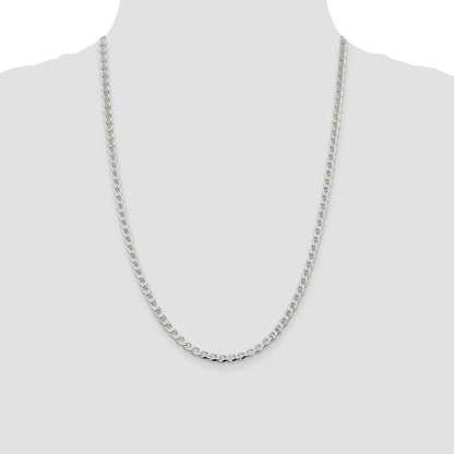 Sterling Silver 4.0mm D/C Flat Anchor Curb Chain