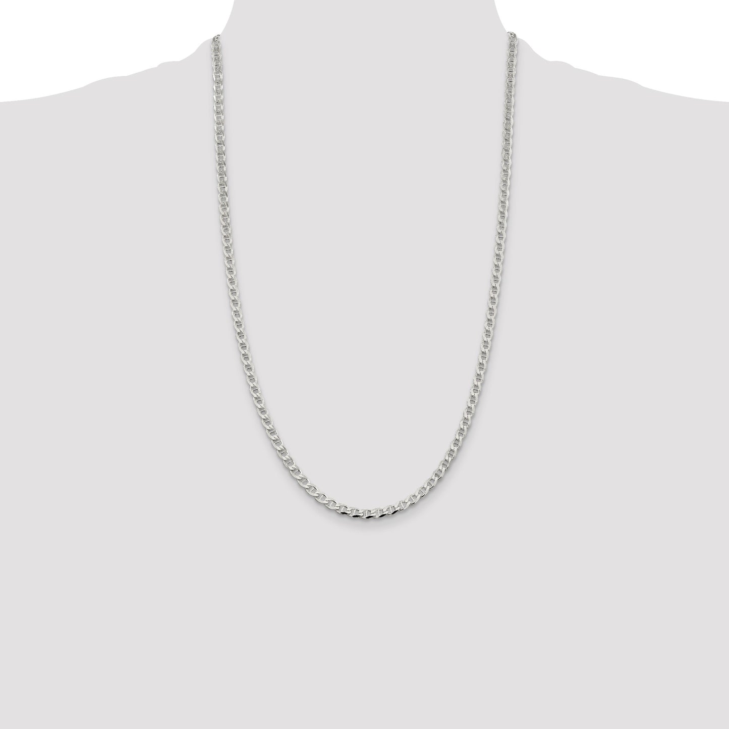 Sterling Silver 4.0mm D/C Flat Anchor Curb Chain
