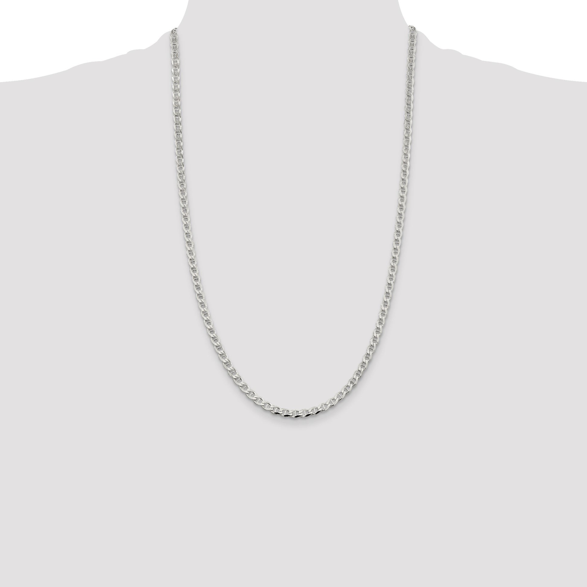 Sterling Silver 4.0mm D/C Flat Anchor Curb Chain