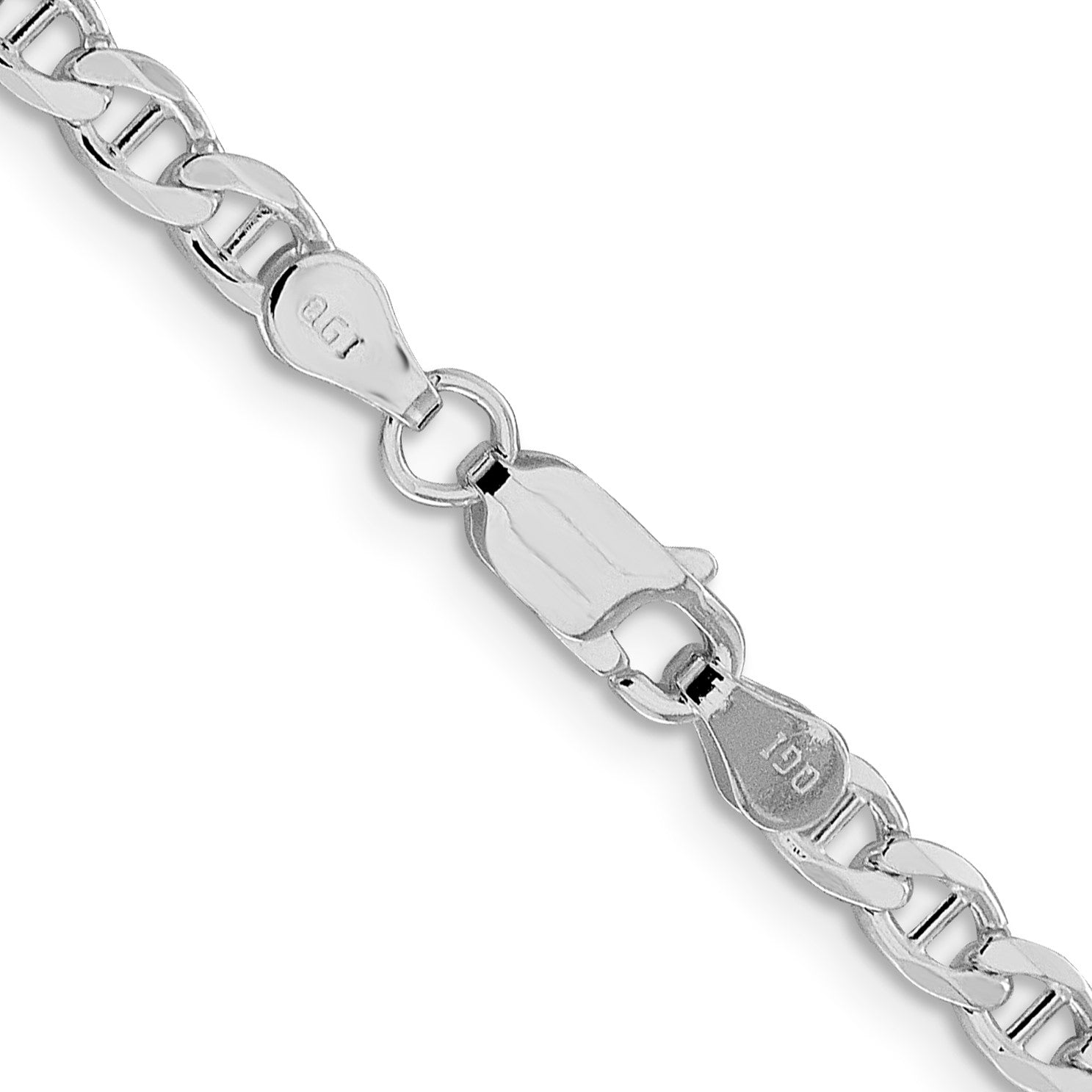 Sterling Silver Rhodium-plated 4.0mm D/C Flat Anchor Curb Chain
