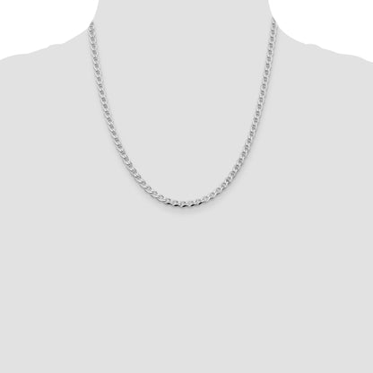 Sterling Silver Rhodium-plated 4.0mm D/C Flat Anchor Curb Chain