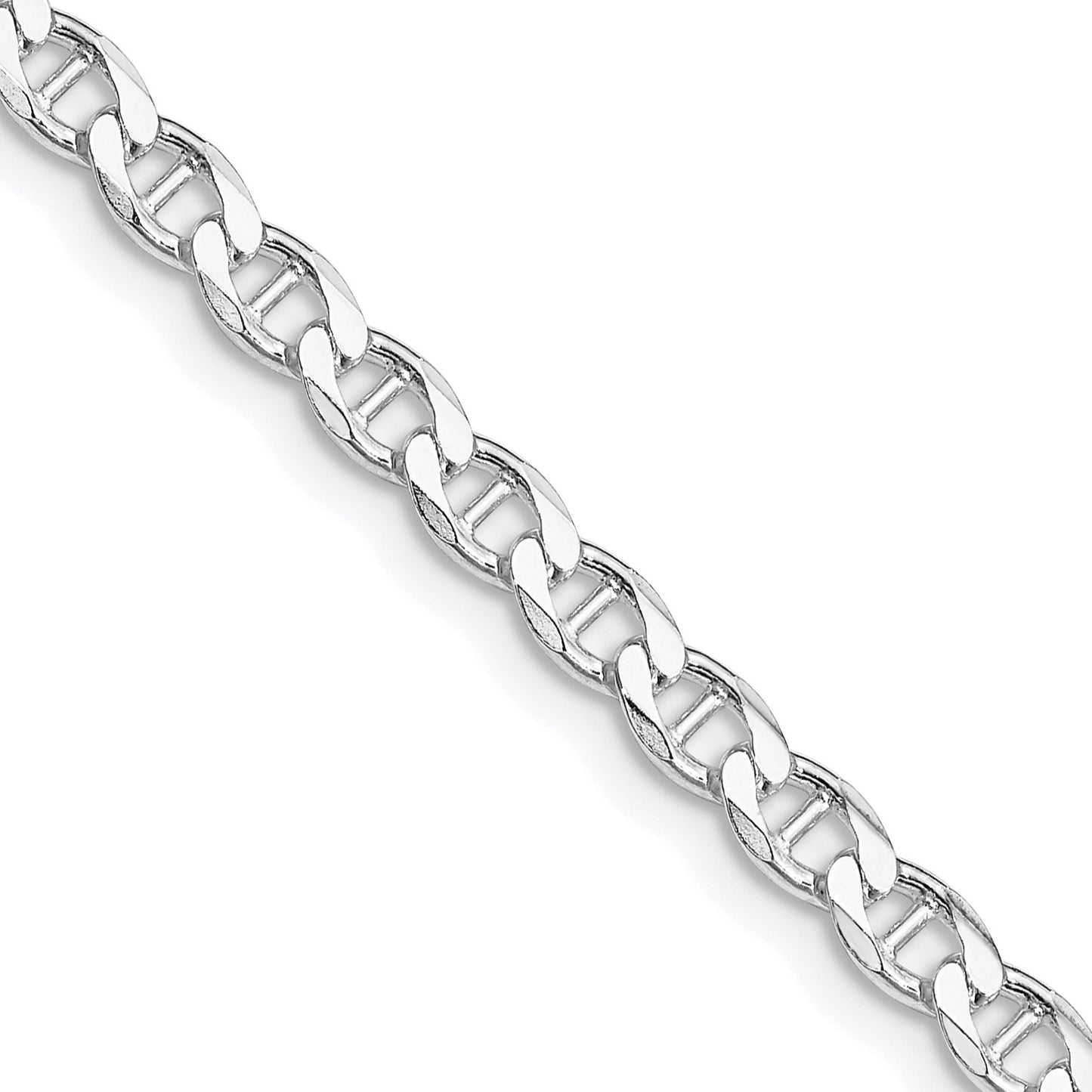 Sterling Silver Rhodium-plated 4.0mm D/C Flat Anchor Curb Chain