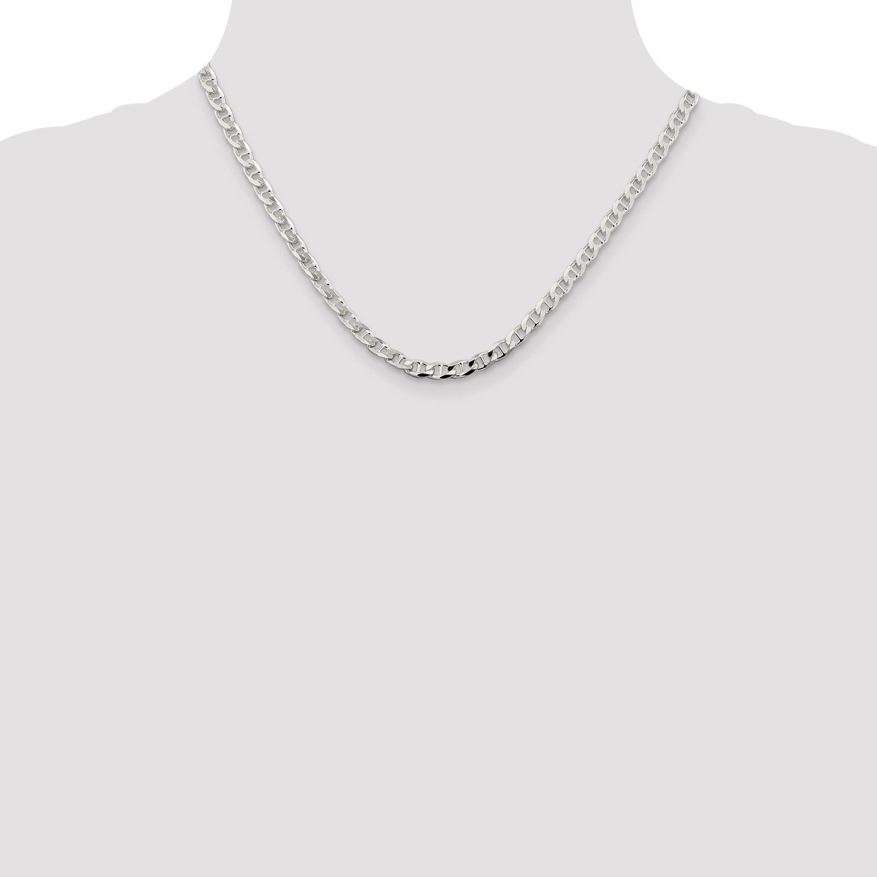 Sterling Silver 4.65mm D/C Flat Anchor Curb Chain