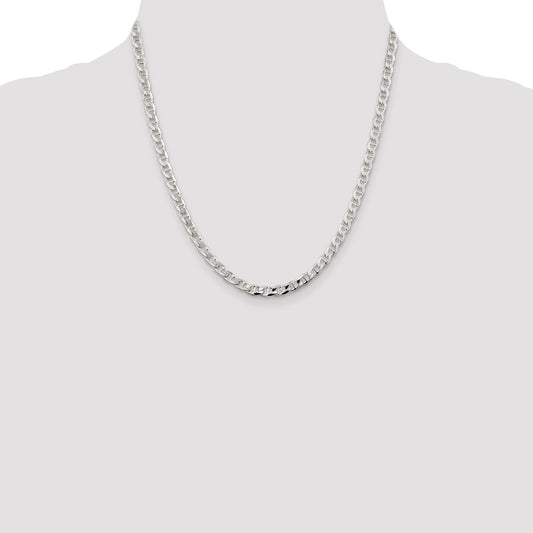 Sterling Silver 4.65mm D/C Flat Anchor Curb Chain