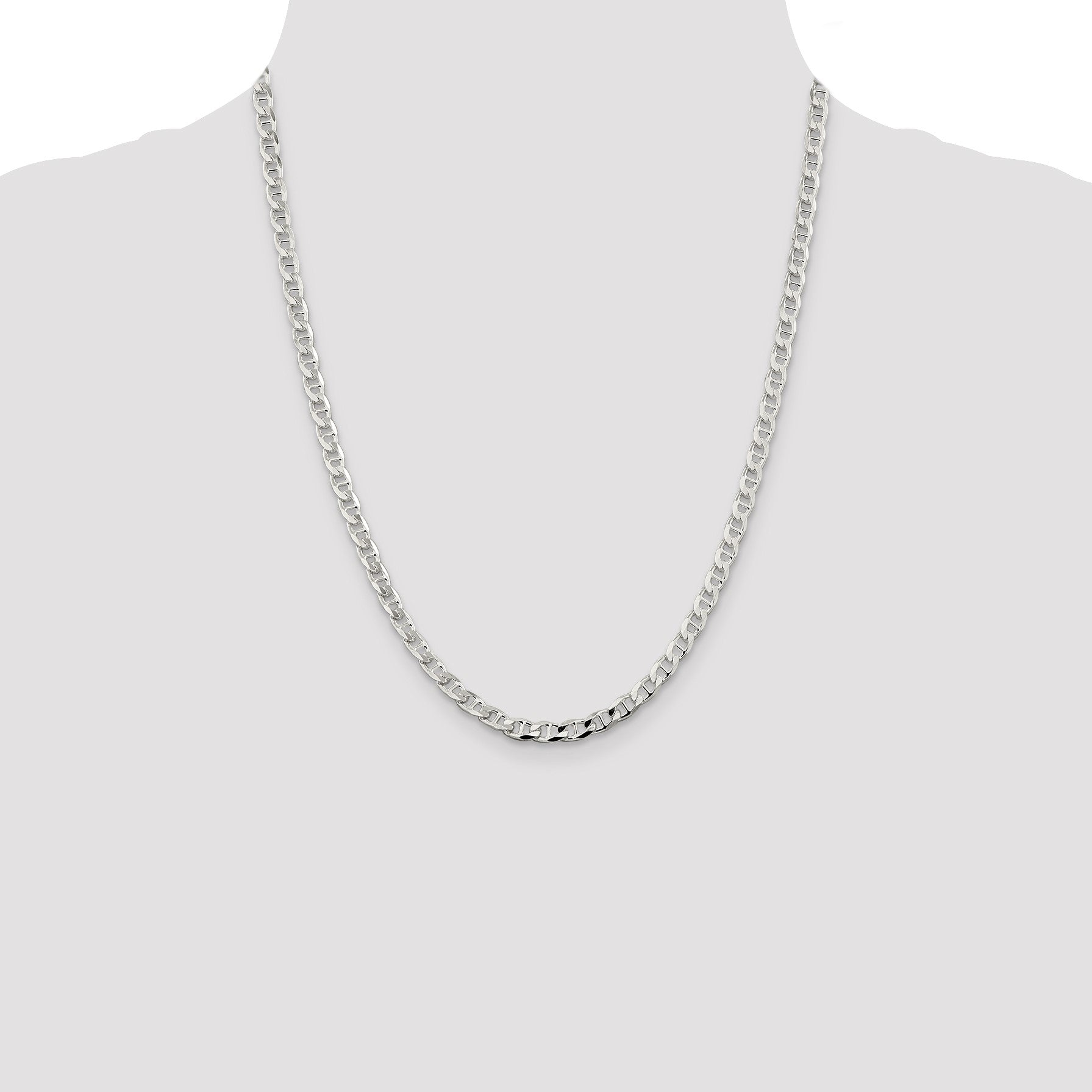 Sterling Silver 4.65mm D/C Flat Anchor Curb Chain