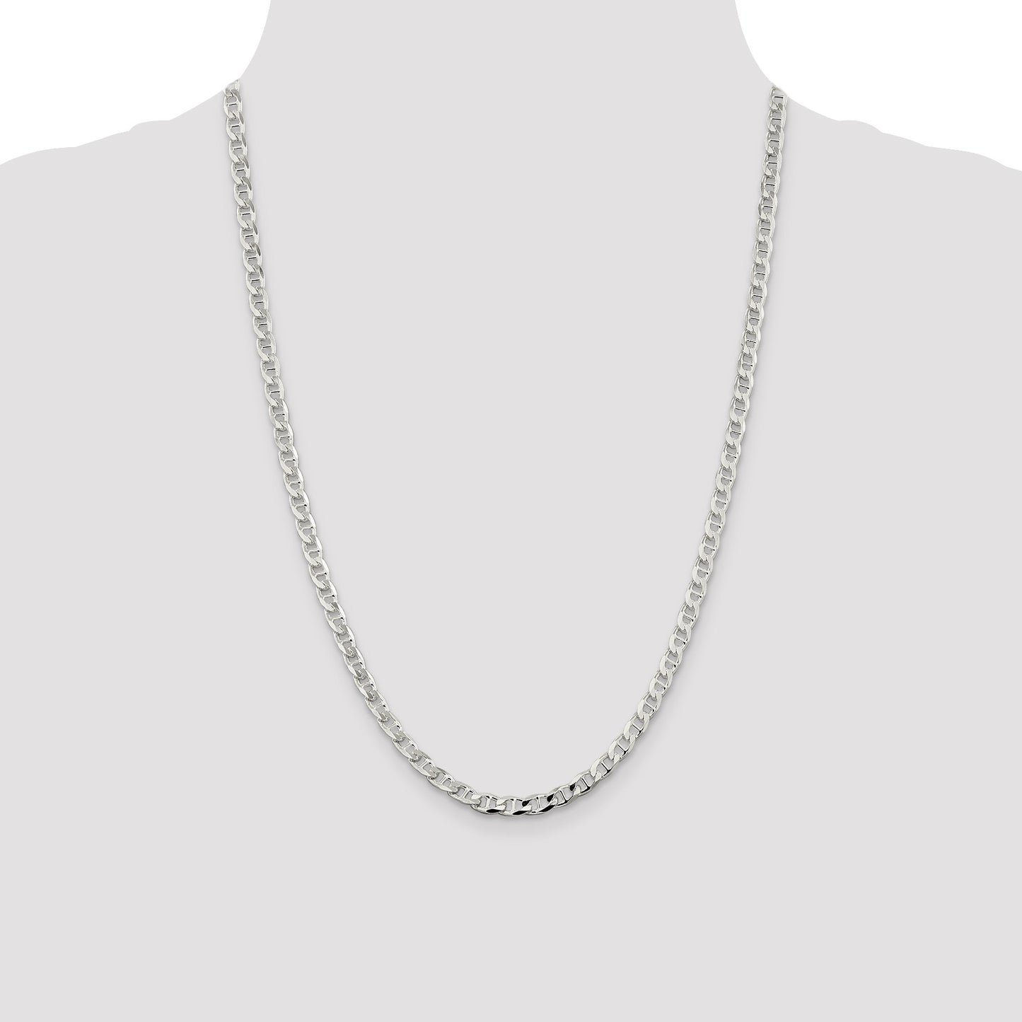 Sterling Silver 4.65mm D/C Flat Anchor Curb Chain