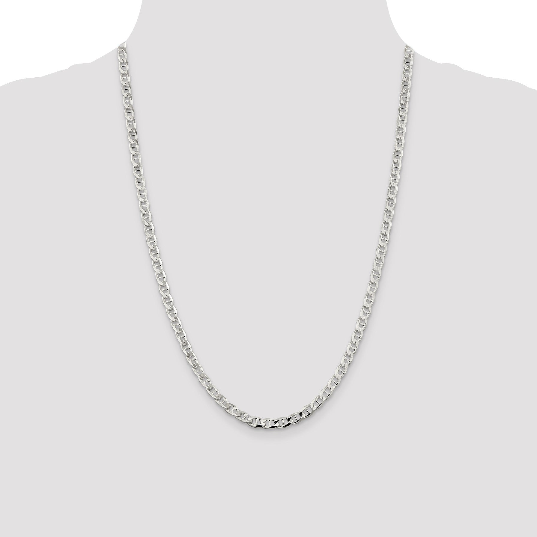 Sterling Silver 4.65mm D/C Flat Anchor Curb Chain