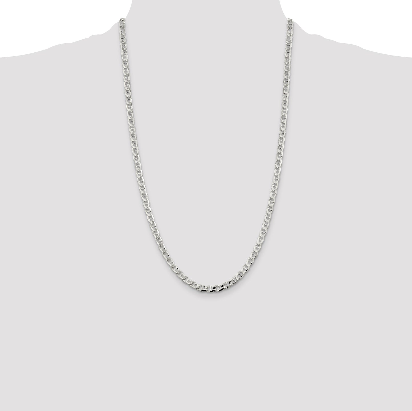 Sterling Silver 4.65mm D/C Flat Anchor Curb Chain