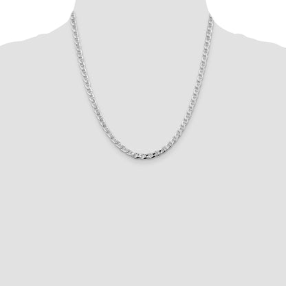 Sterling Silver Rhodium-plated 4.65mm D/C Flat Anchor Curb Chain