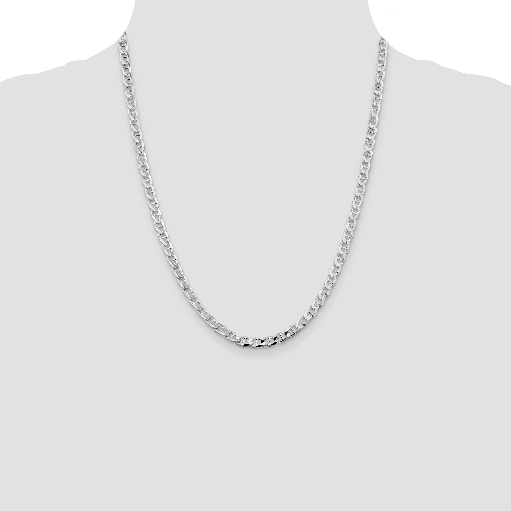 Sterling Silver Rhodium-plated 4.65mm D/C Flat Anchor Curb Chain