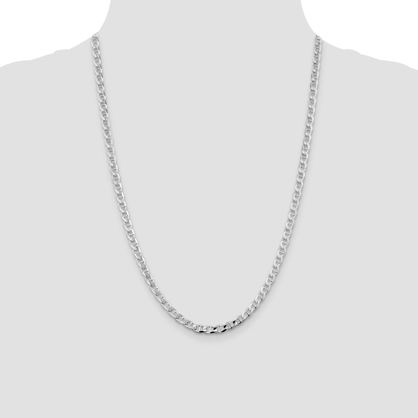 Sterling Silver Rhodium-plated 4.65mm D/C Flat Anchor Curb Chain