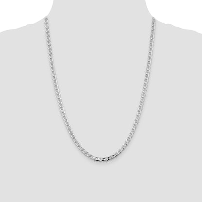 Sterling Silver Rhodium-plated 4.65mm D/C Flat Anchor Curb Chain