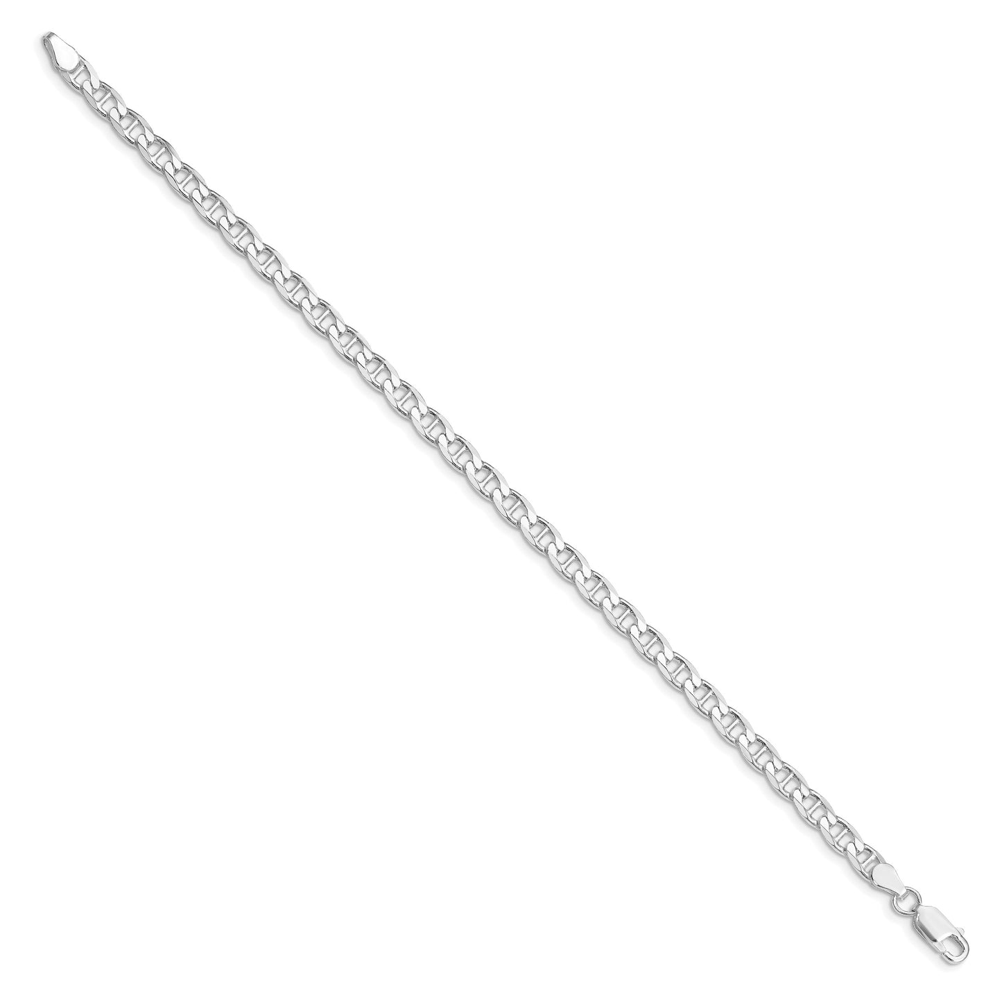 Sterling Silver Rhodium-plated 4.65mm D/C Flat Anchor Curb Chain