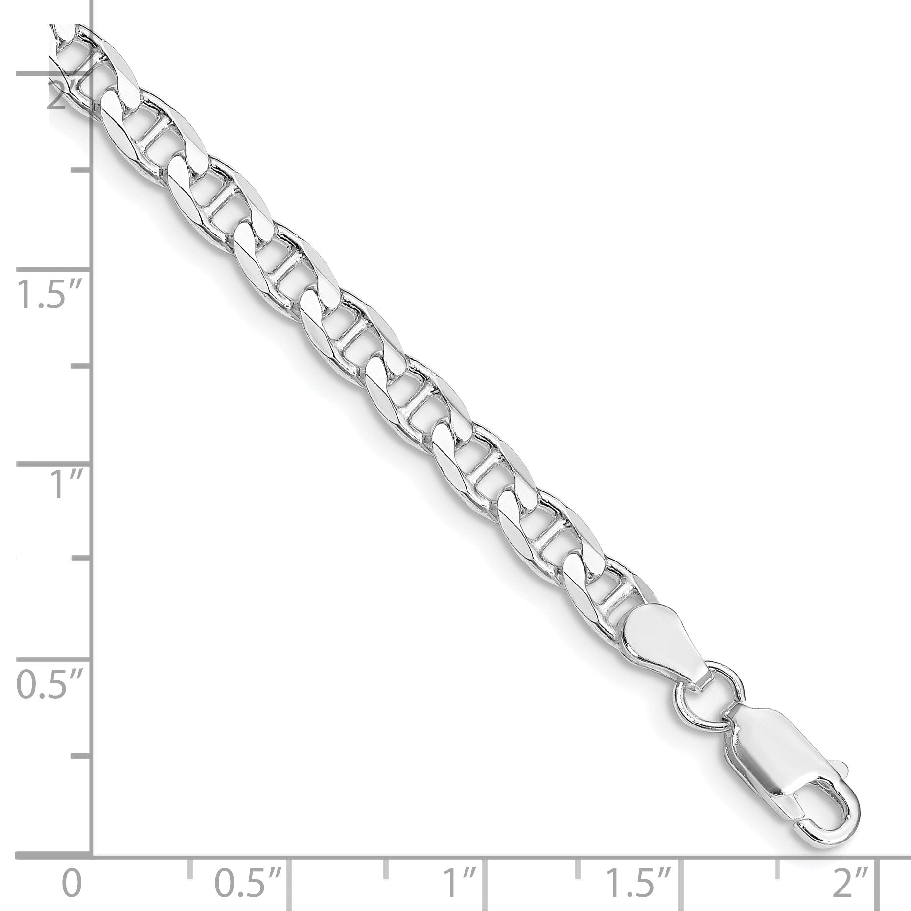 Sterling Silver Rhodium-plated 4.65mm D/C Flat Anchor Curb Chain