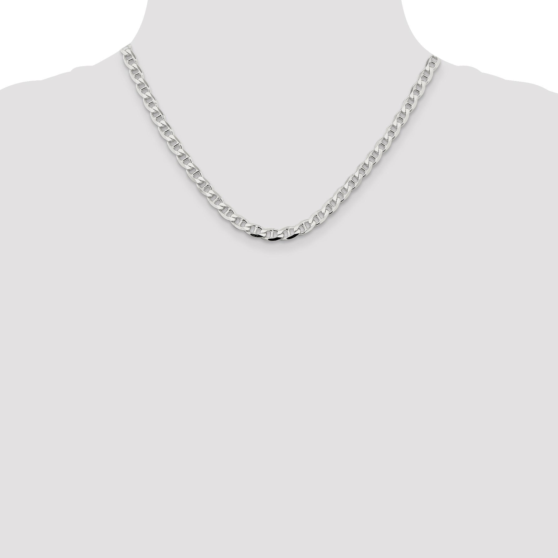 Sterling Silver 5.7mm D/C Flat Anchor Curb Chain