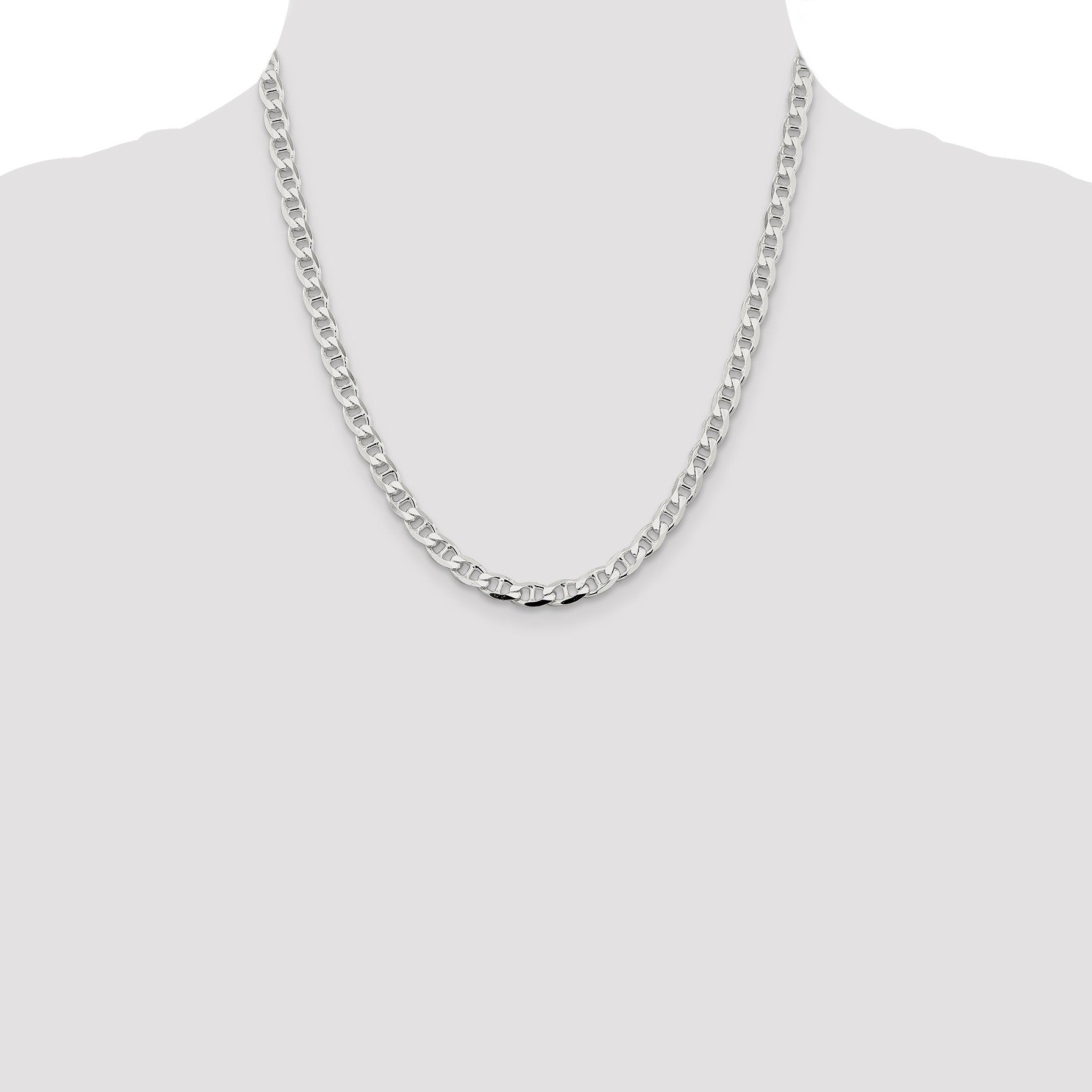 Sterling Silver 5.7mm D/C Flat Anchor Curb Chain
