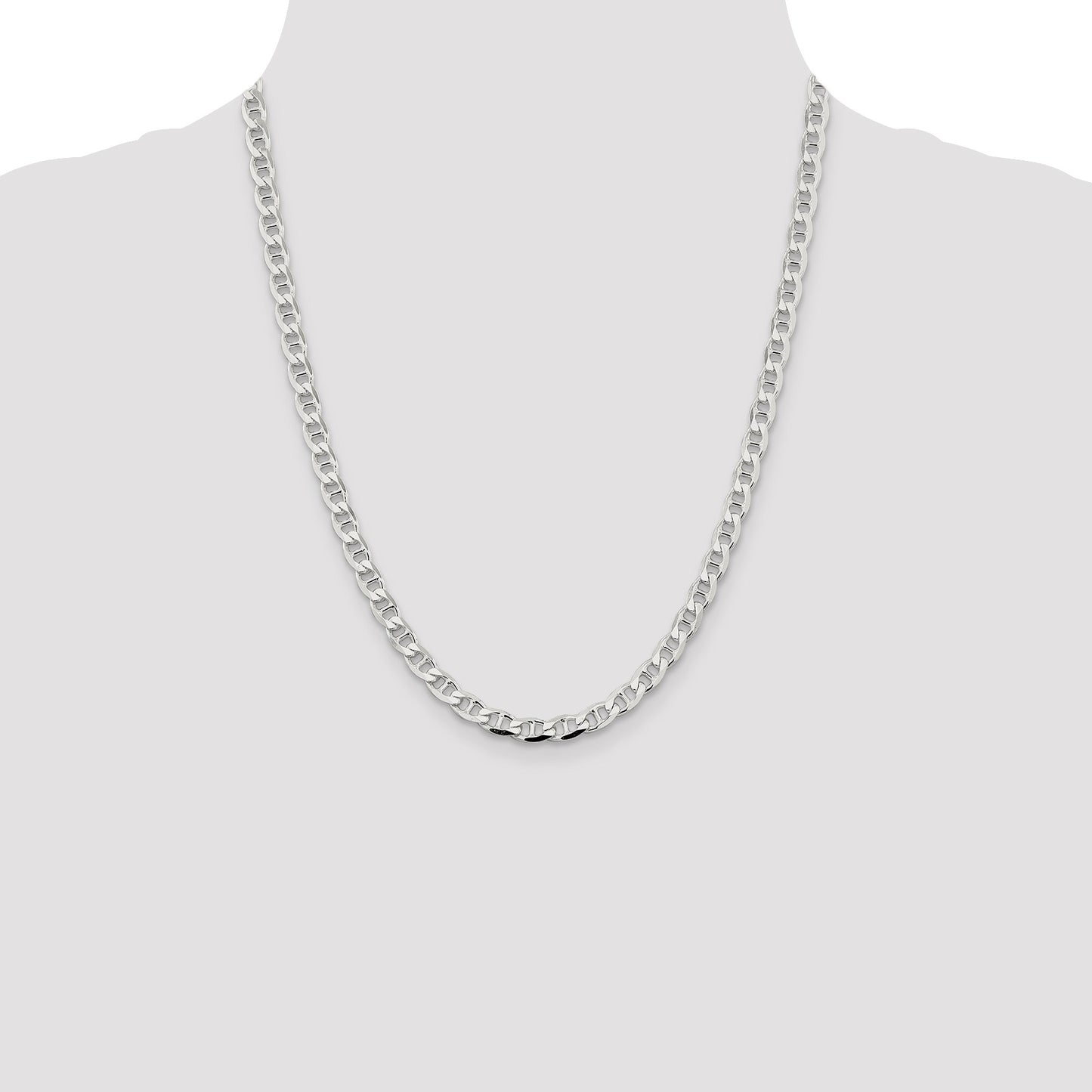 Sterling Silver 5.7mm D/C Flat Anchor Curb Chain